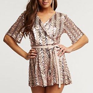 Rose gold sequin romper